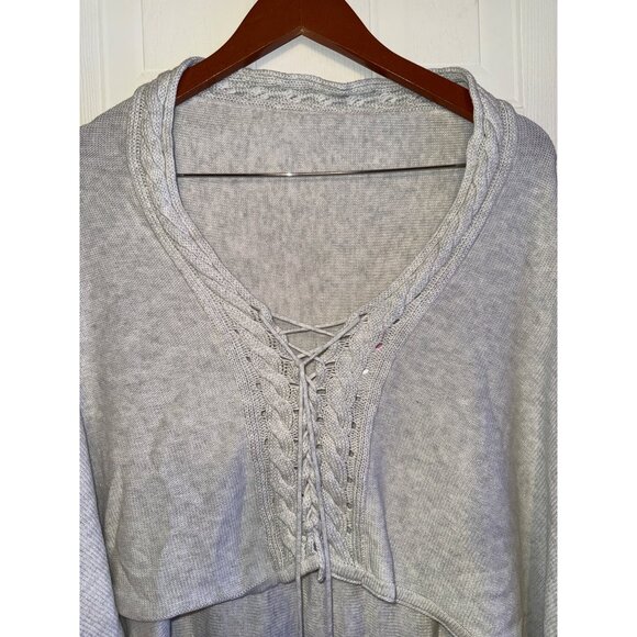 Lilly Pulitzer 100% Cotton Gray Sweater Shawl Poncho One Size - Picture 2 of 13